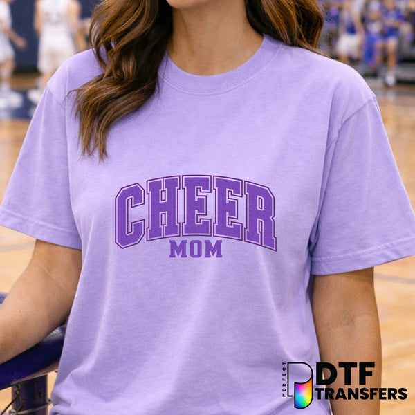CHEER MOM Varsity Arch Faux Glitter – Cheerleading DTF Transfer