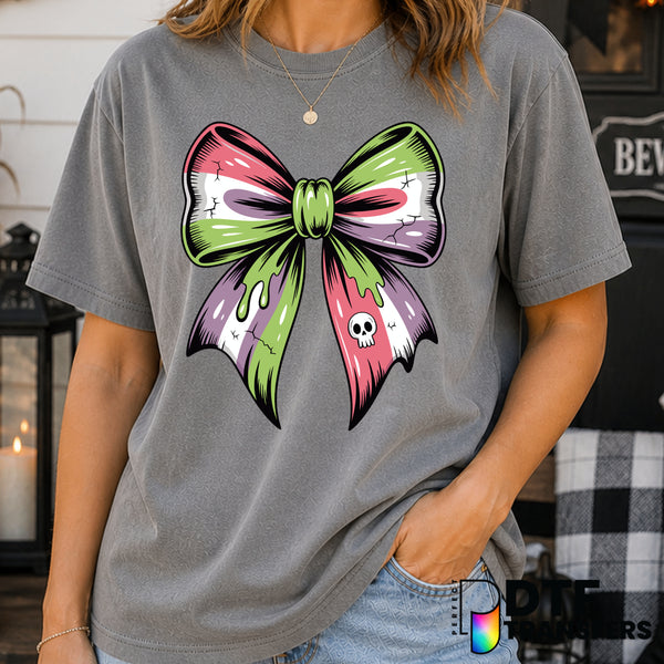 Coquette Bow Skull Drip – Halloween DTF Transfer