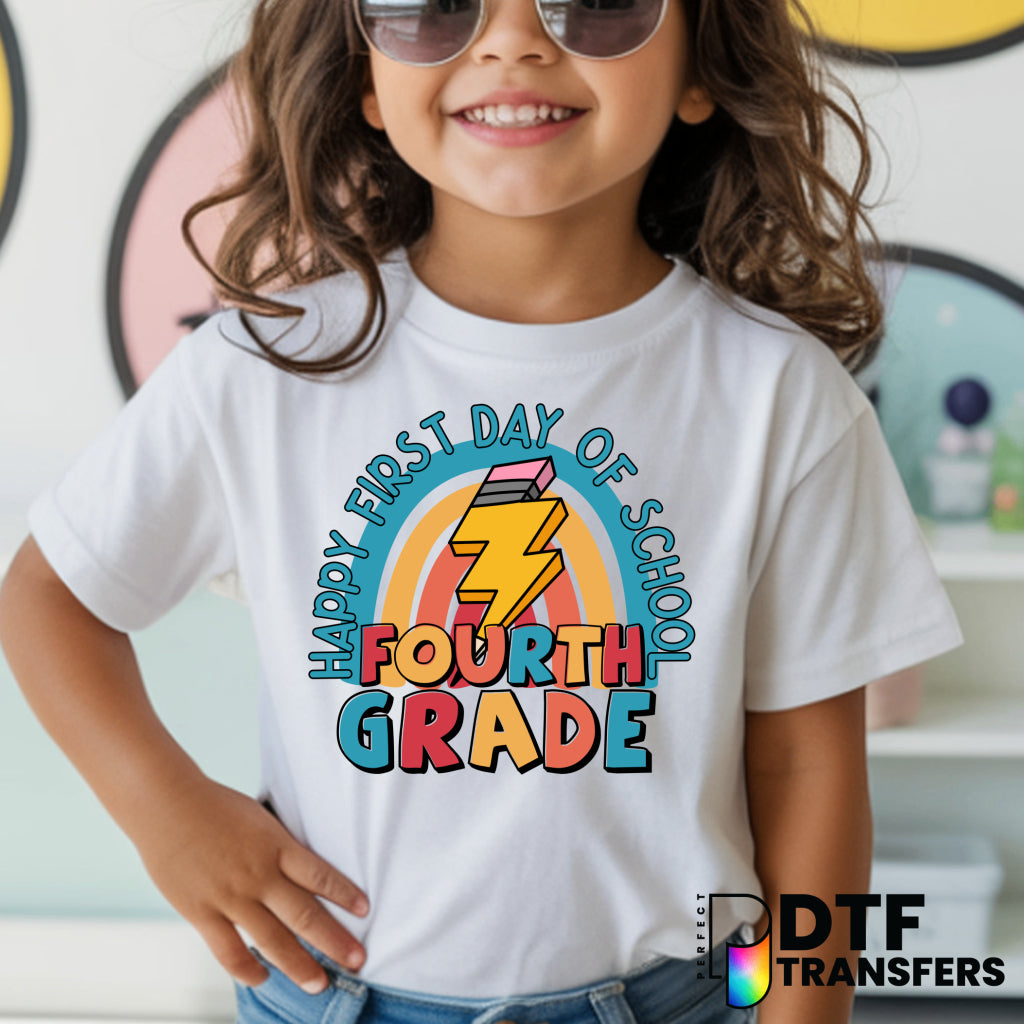 Happy First Day of School Fourth Grade - Welcome Back to School – Teacher DTF Transfer