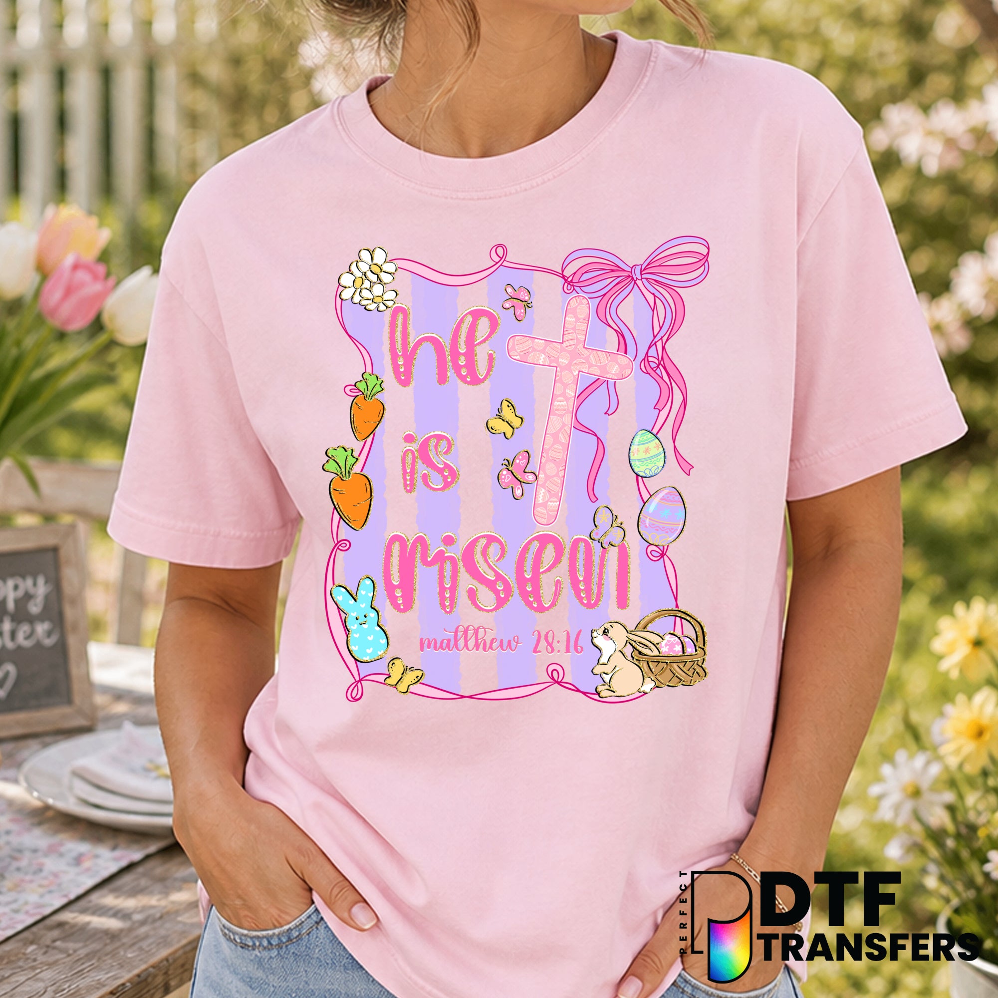 He Is Risen Easter Coquette DTF Transfer