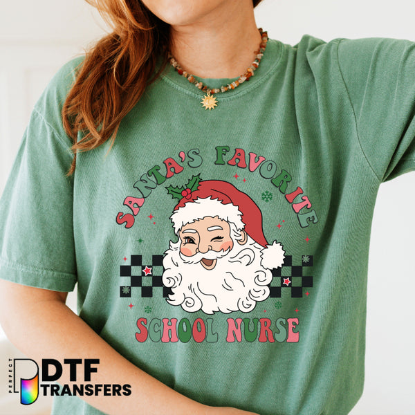 Winky Santa Retro Checkered & SCHOOL NURSE – School Nurse DTF Transfer