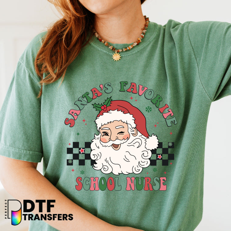 Winky Santa Retro Checkered & SCHOOL NURSE – School Nurse DTF Transfer