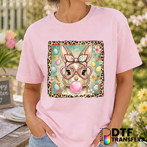 Leopard Print Bunny Heart Glasses – Easter DTF Transfer