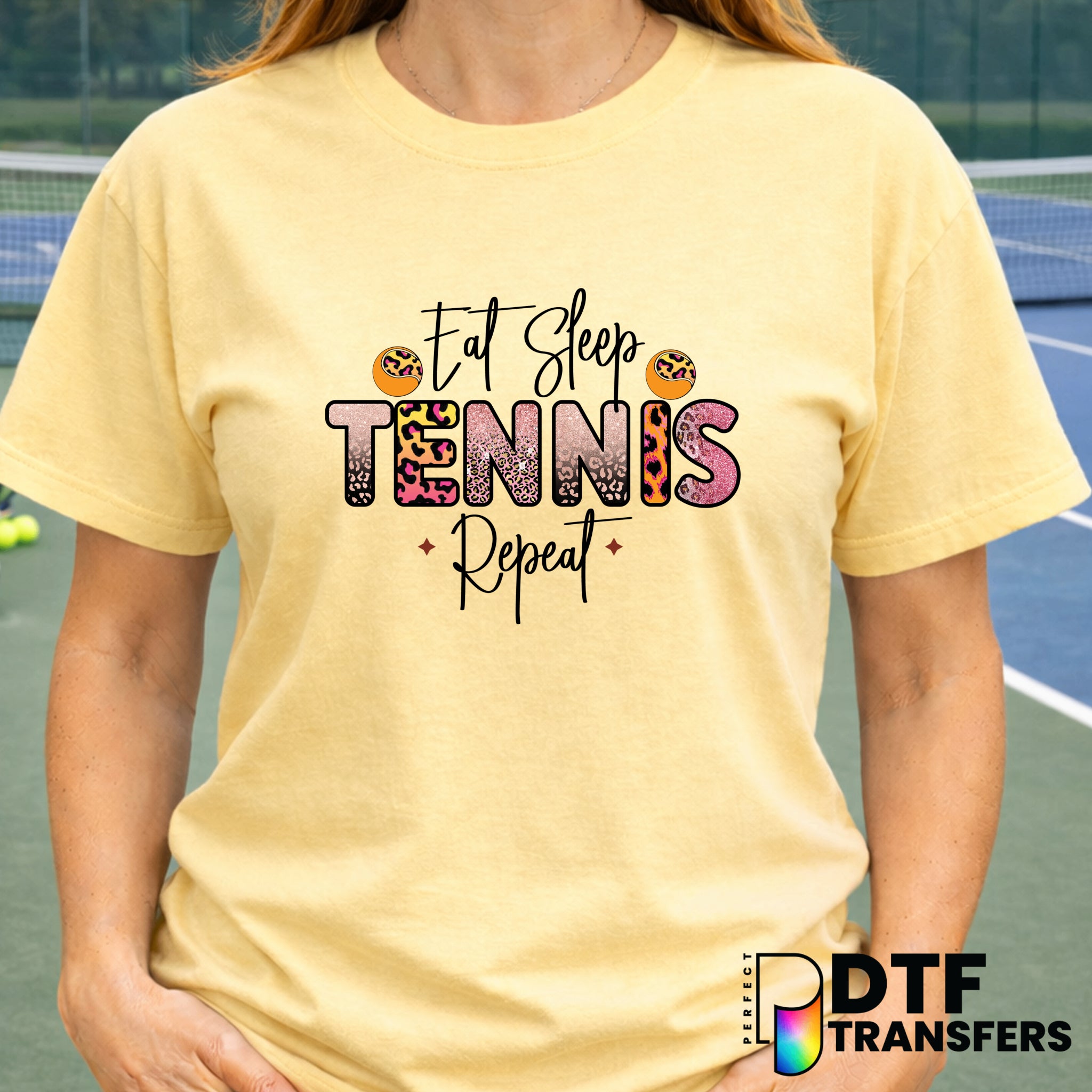 Eat Sleep Tennis Repeat – Tennis DTF Transfer