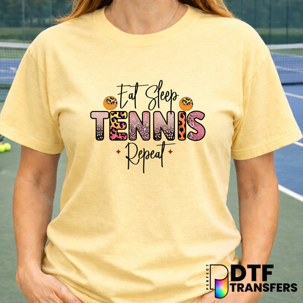 Eat Sleep Tennis Repeat – Tennis DTF Transfer