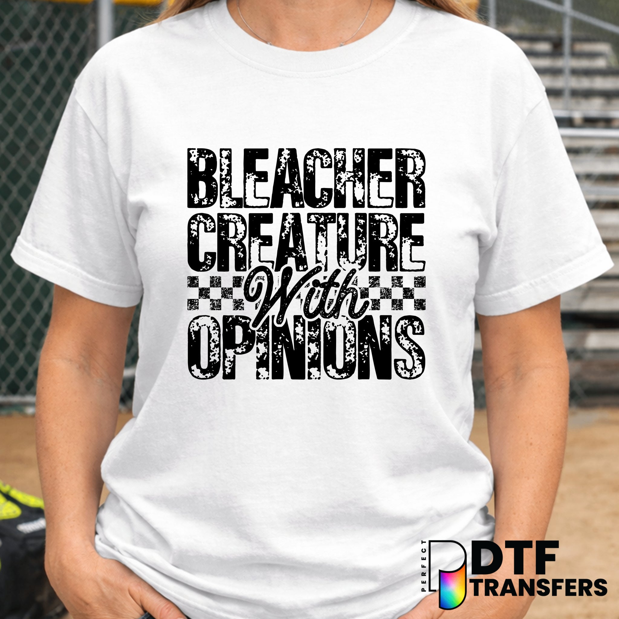 Bleacher Creature with Opinions – Softball DTF Transfer