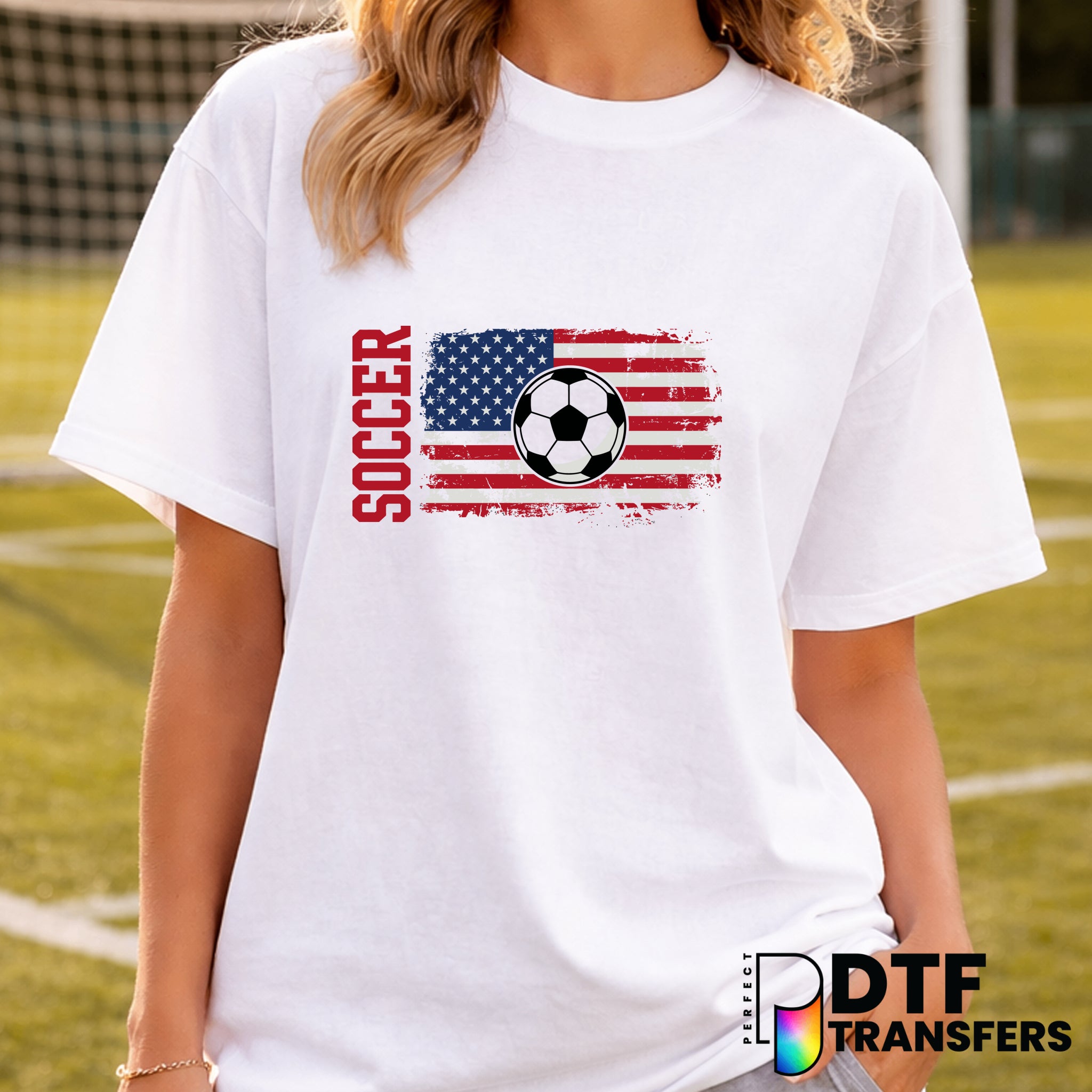 Soccer Ball American Flag – DTF Transfer