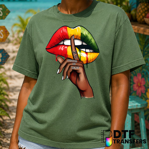 NO JUSTICE NO PEACE – Black History Month DTF Transfer