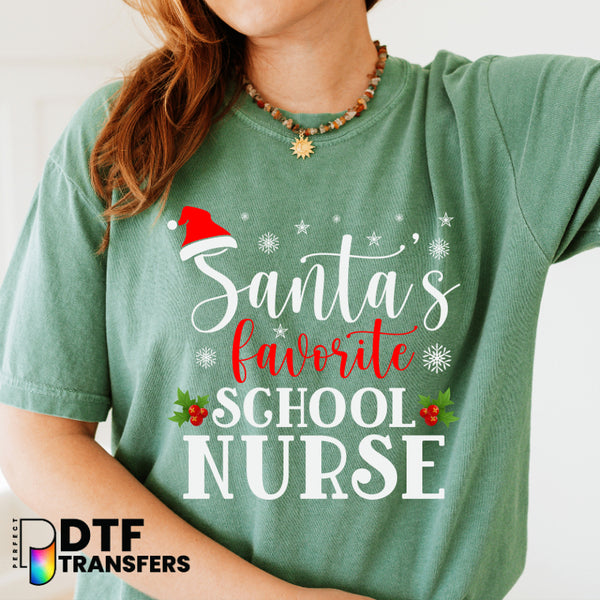 Santa's Favorite School Nurse – School Nurse DTF Transfer
