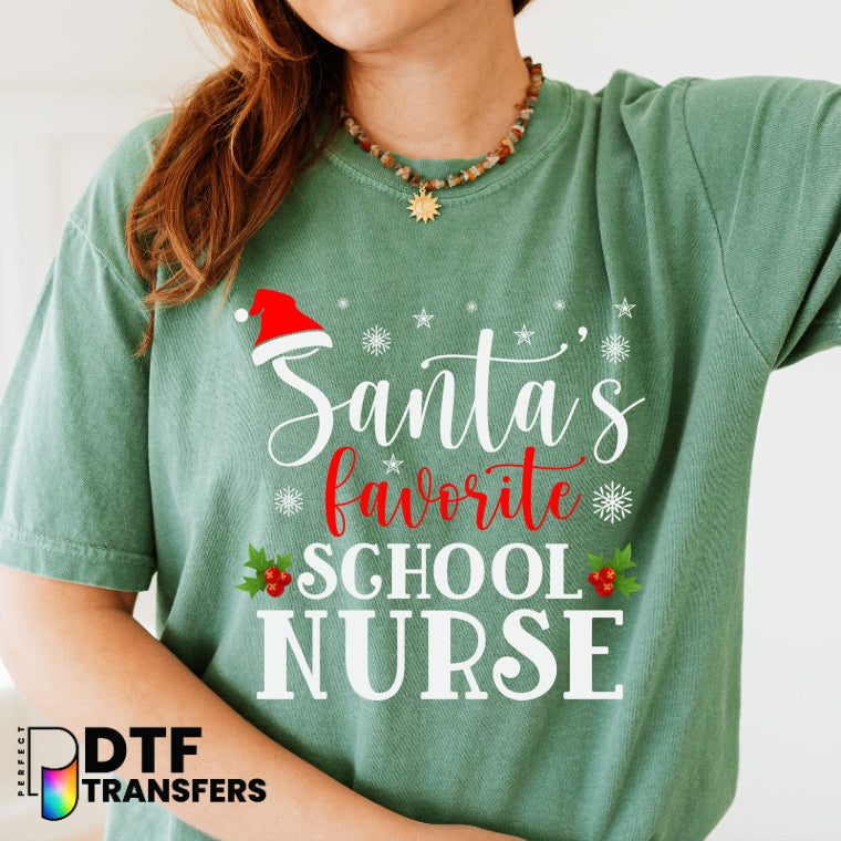 Santa's Favorite School Nurse – School Nurse DTF Transfer