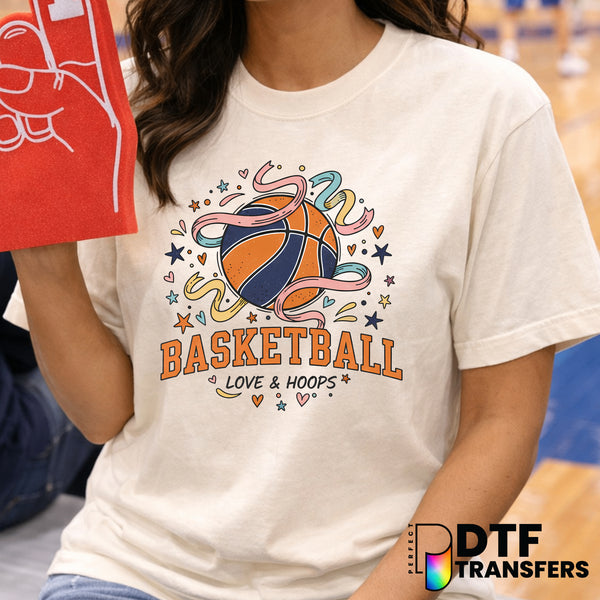 Basketball Love & Hoops – Basketball DTF Transfer