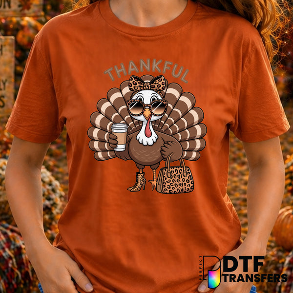 Thankful Chic Turkey – Thanksgiving DTF Transfer