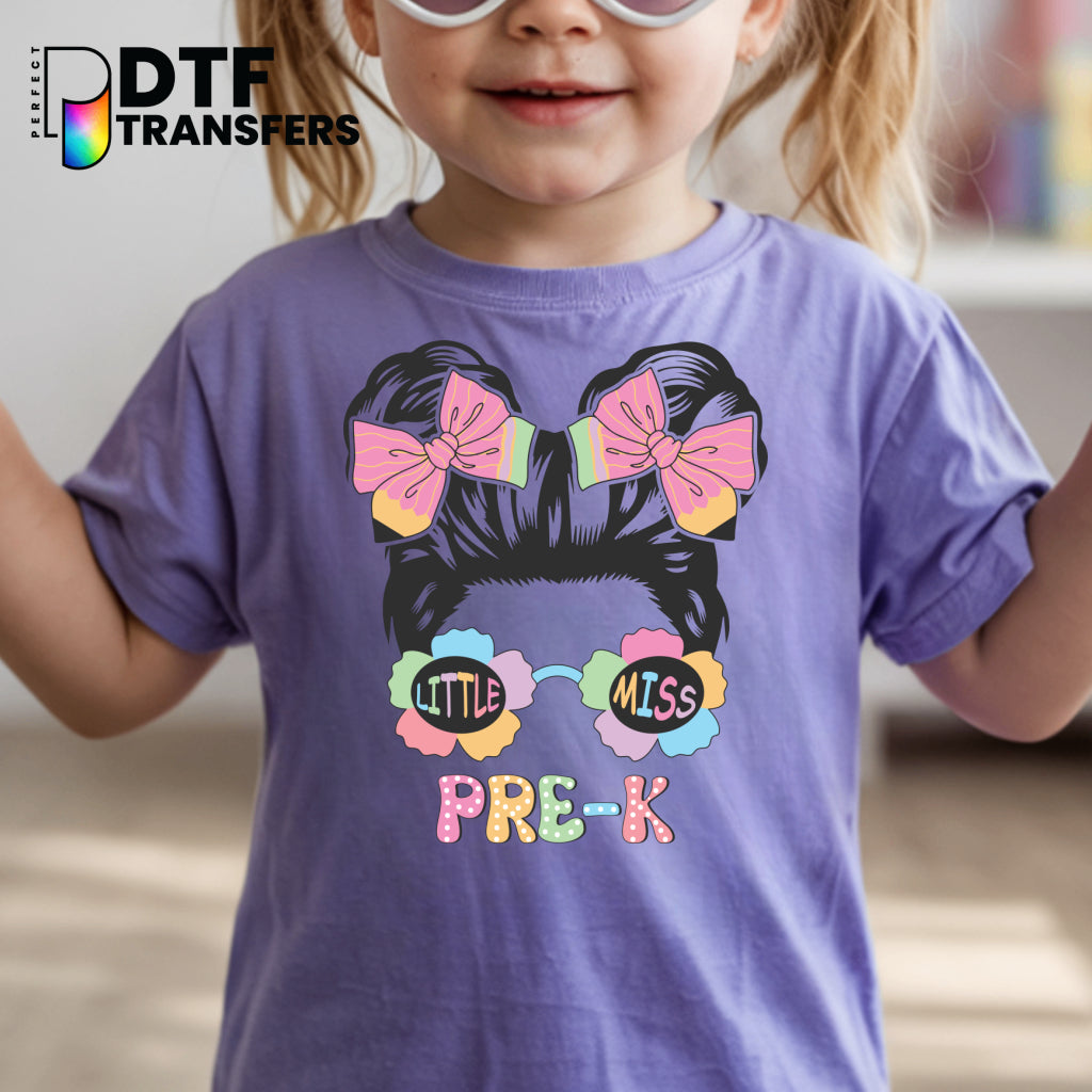 Little Miss Pre-K Floral and Bows – Teacher DTF Transfer