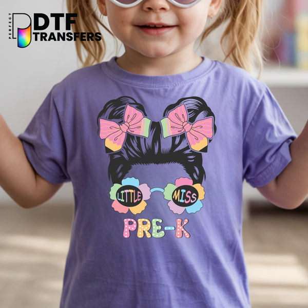 Little Miss Pre-K Floral and Bows – Teacher DTF Transfer