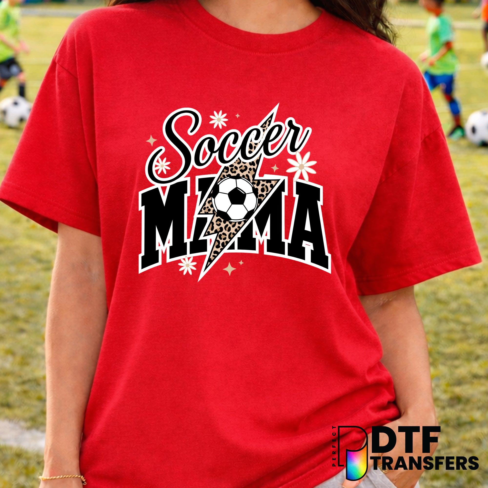 Soccer Mama Varsity Arch Leopard Floral Sparkle – Soccer DTF Transfer