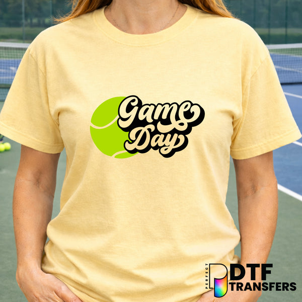 Game Day Retro Script Tennis – Tennis DTF Transfer