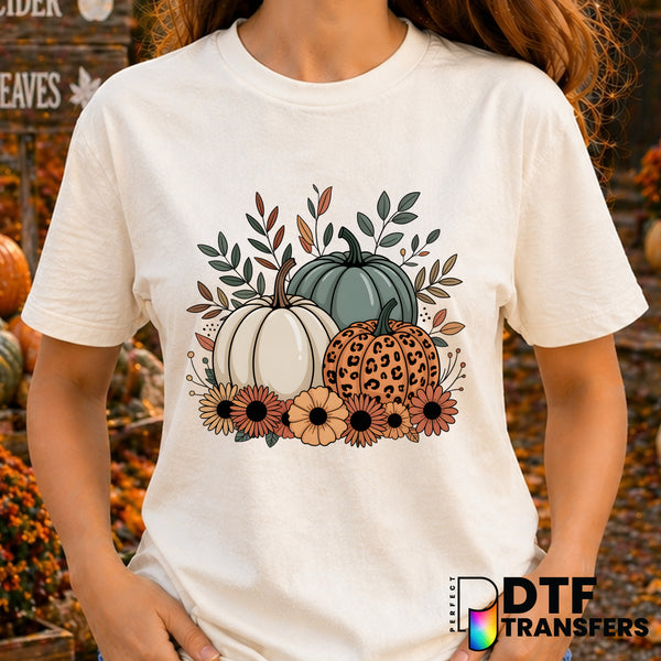 Leopard Pumpkin Floral Thanksgiving Fall Autumn – Thanksgiving DTF Transfer