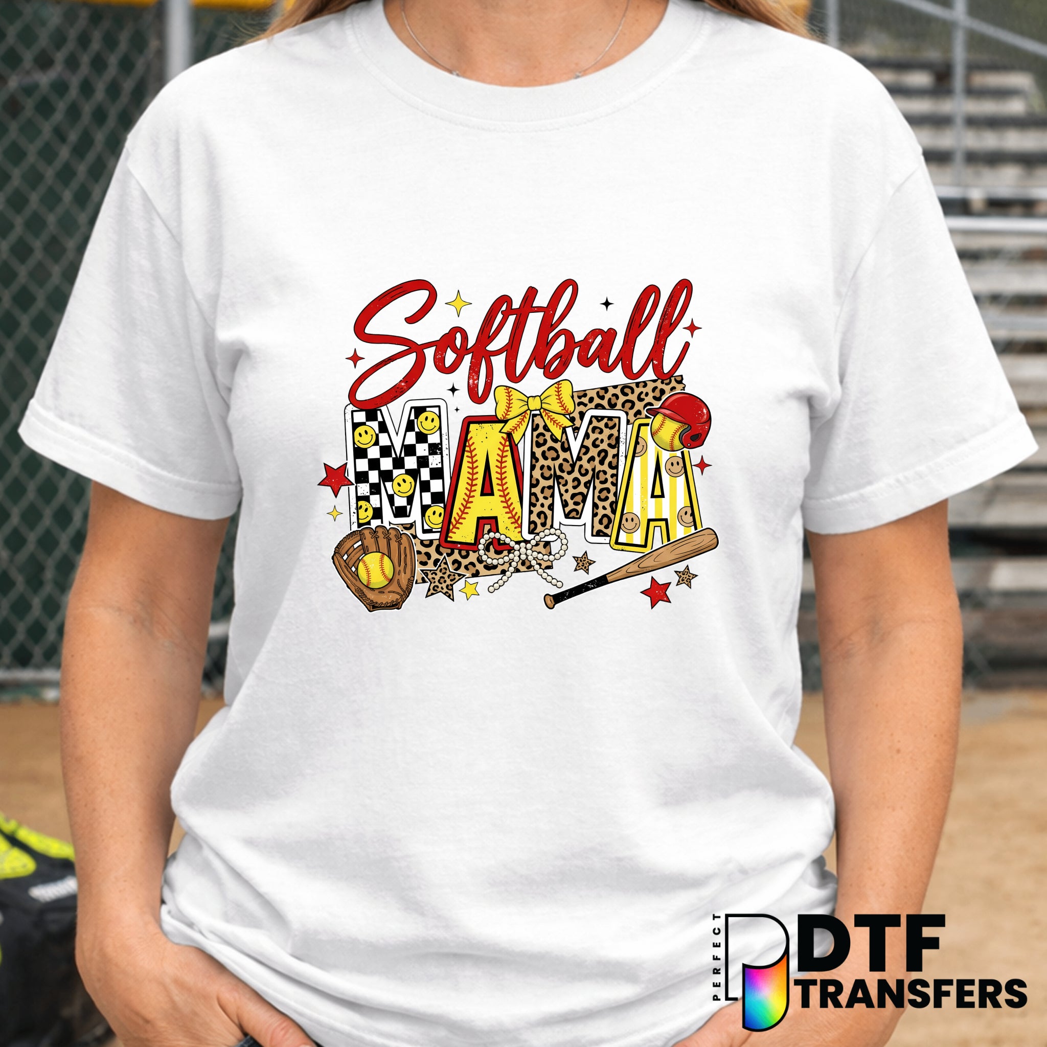 Softball Mama Leopard Checkered – DTF Transfer