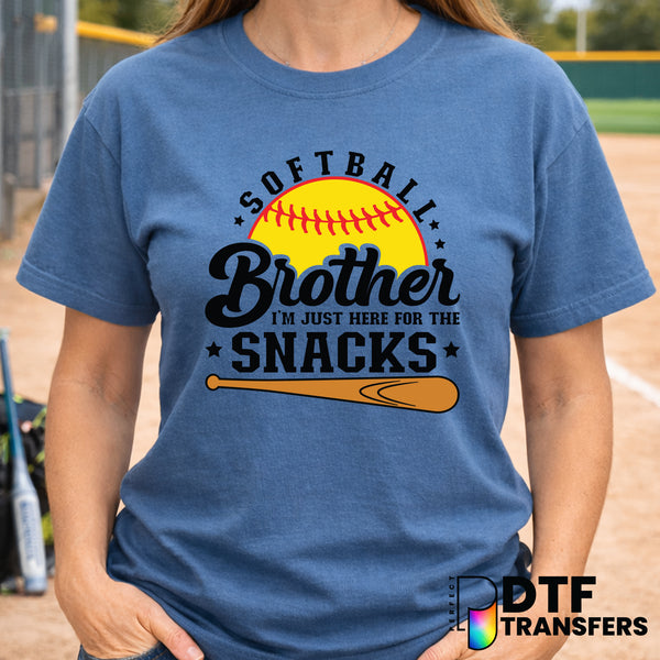 Softball Brother Funny Here For the Snacks – DTF Transfer