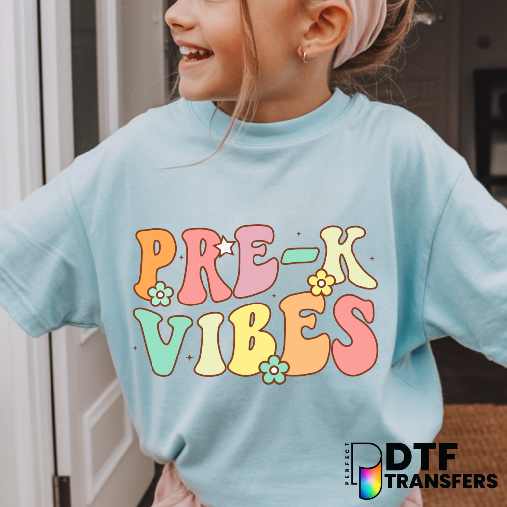 Groovy Wavy Pre-K Vibes Pre-K – Teacher DTF Transfer
