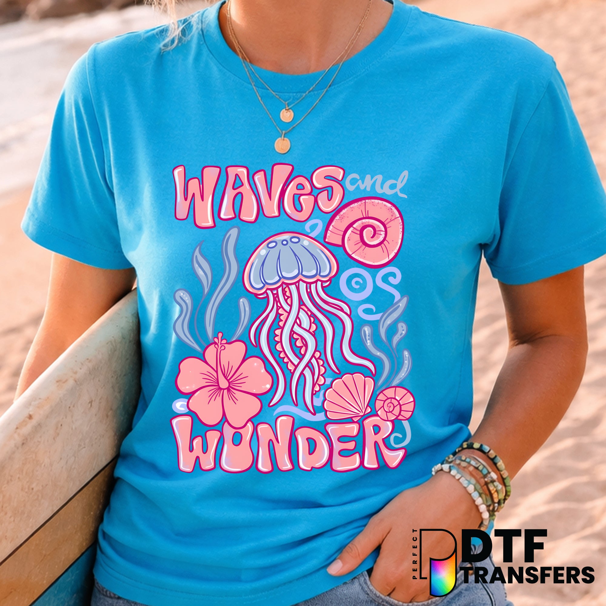 WAVES AND WONDER – Surfing DTF Transfer
