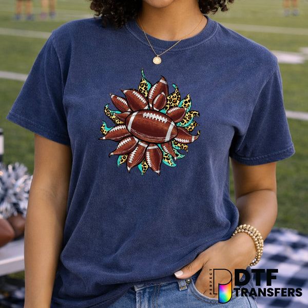Mandala Turquoise Leopard Floral Football – DTF Transfer