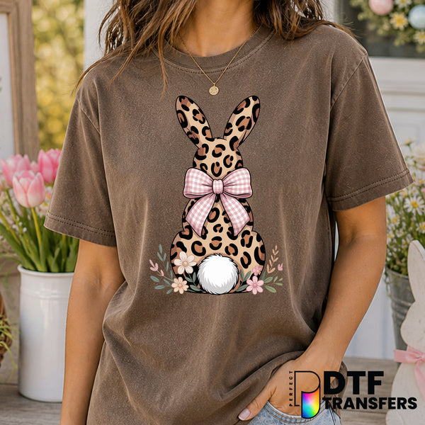 Leopard Easter Bunny with Floral Coquette – Easter DTF Transfer