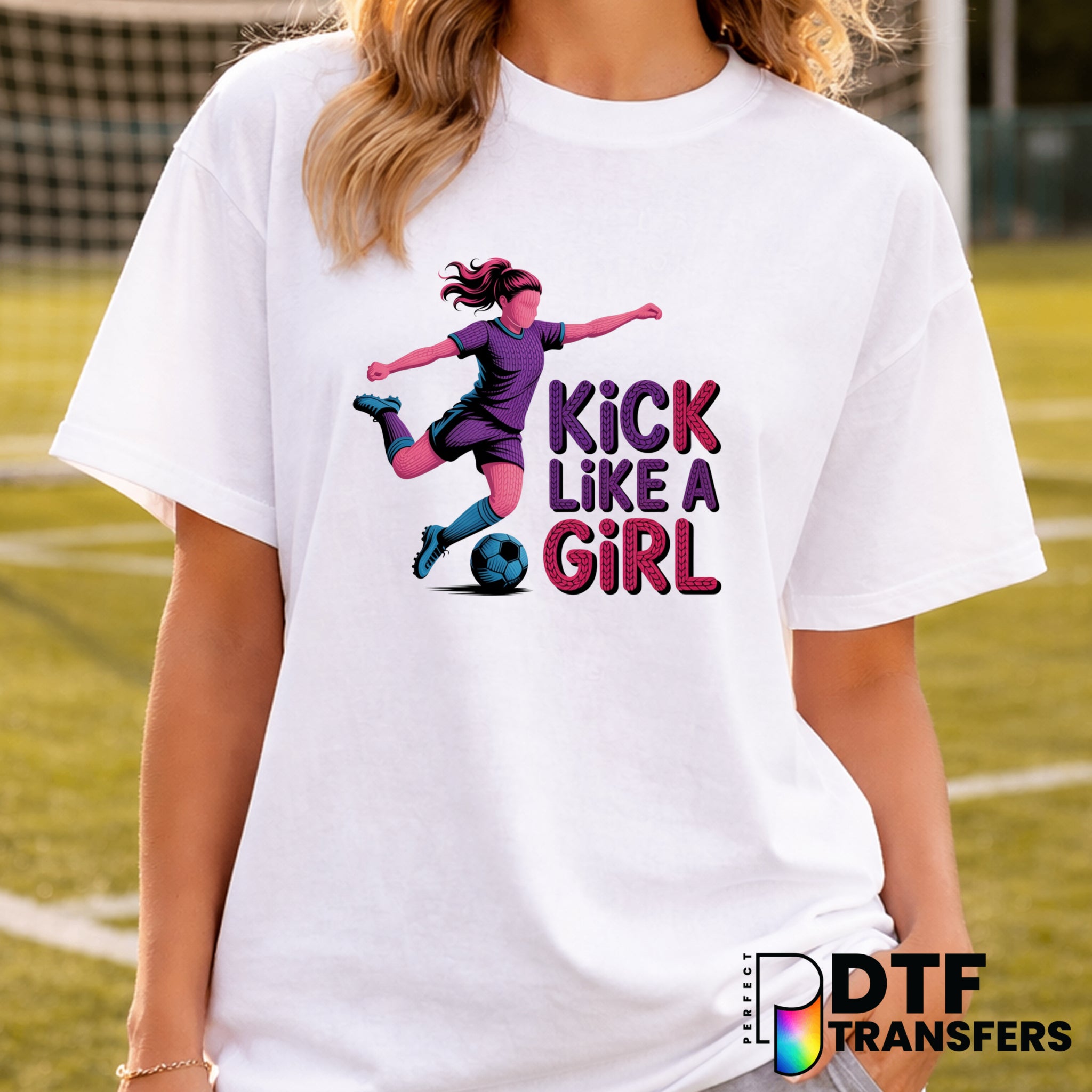 Kick Like A Girl – Soccer DTF Transfer
