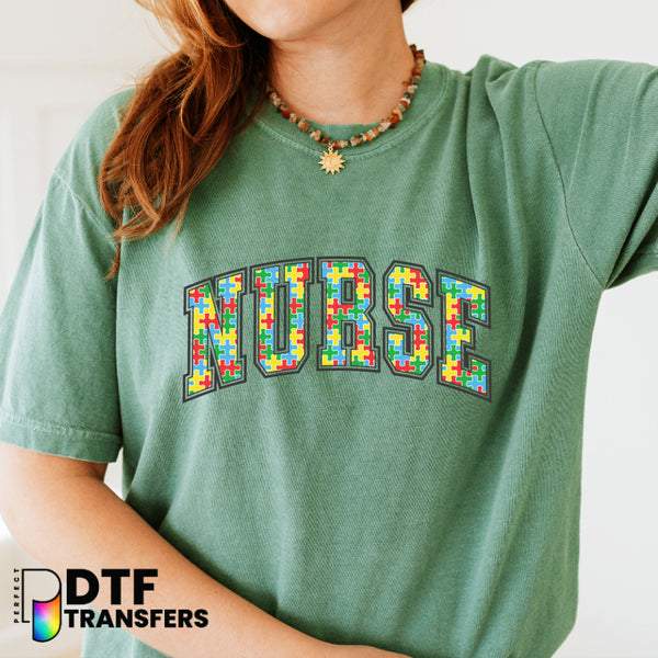 Autism Awareness Varsity Arch Nurse School Nurse – School Nurse DTF Transfer