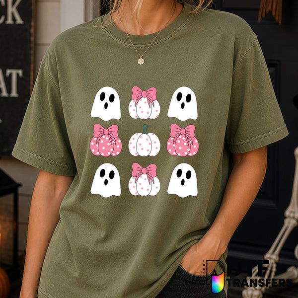 Cute Ghost Pink Pumpkins Coquette Collage Halloween – Halloween DTF Transfer