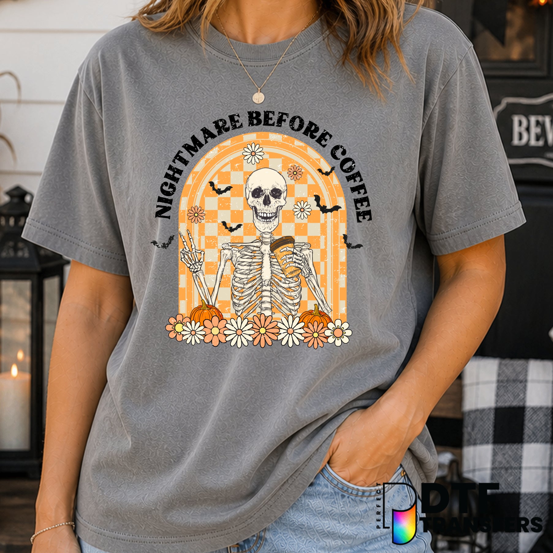 Nightmare Before Coffee – Halloween DTF Transfer