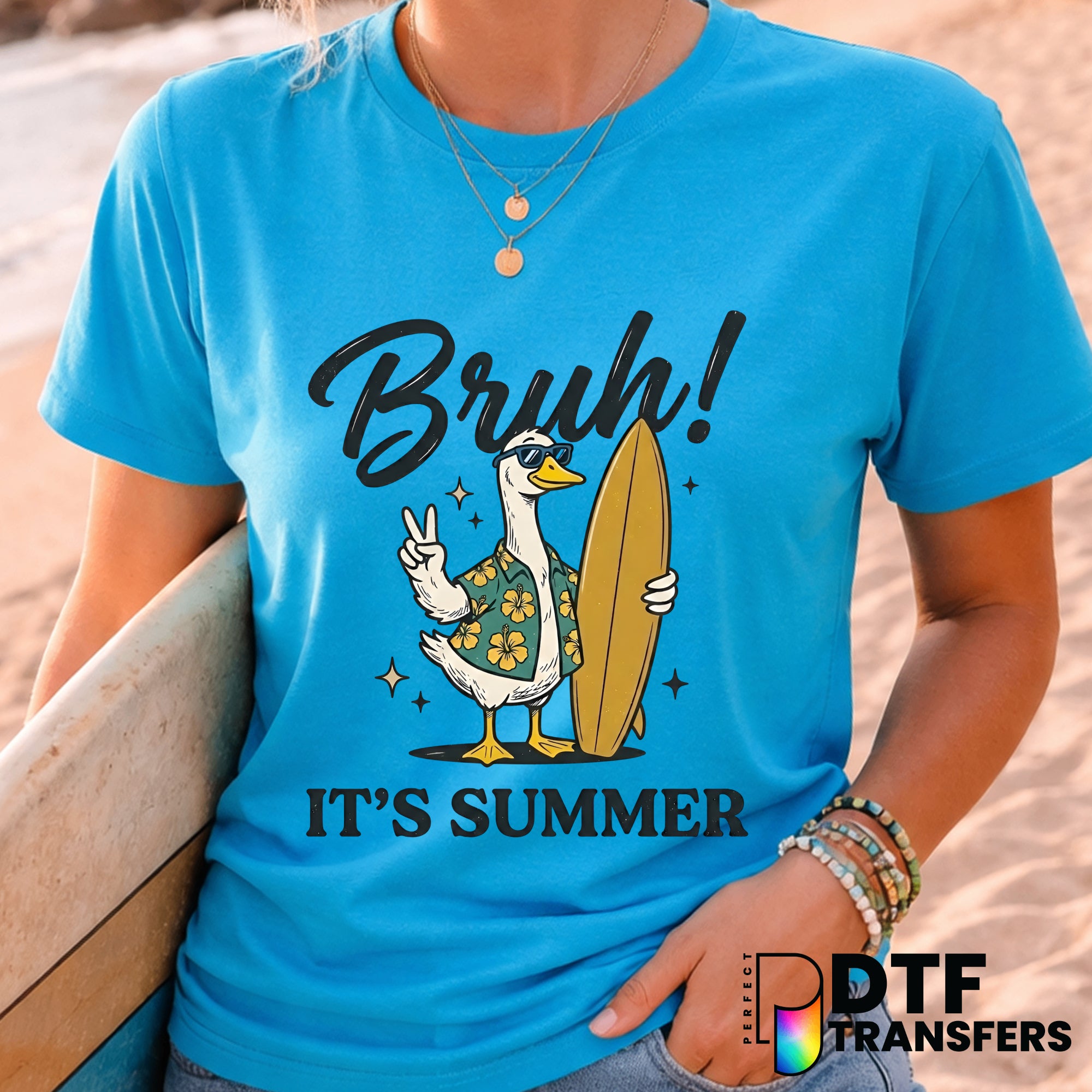 Bruh It's Summer Silly Goose Surfing – Surfing DTF Transfer