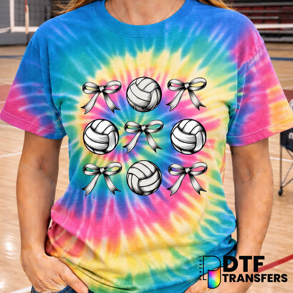 White Coquette Bow Volleyball Collage – DTF Transfer