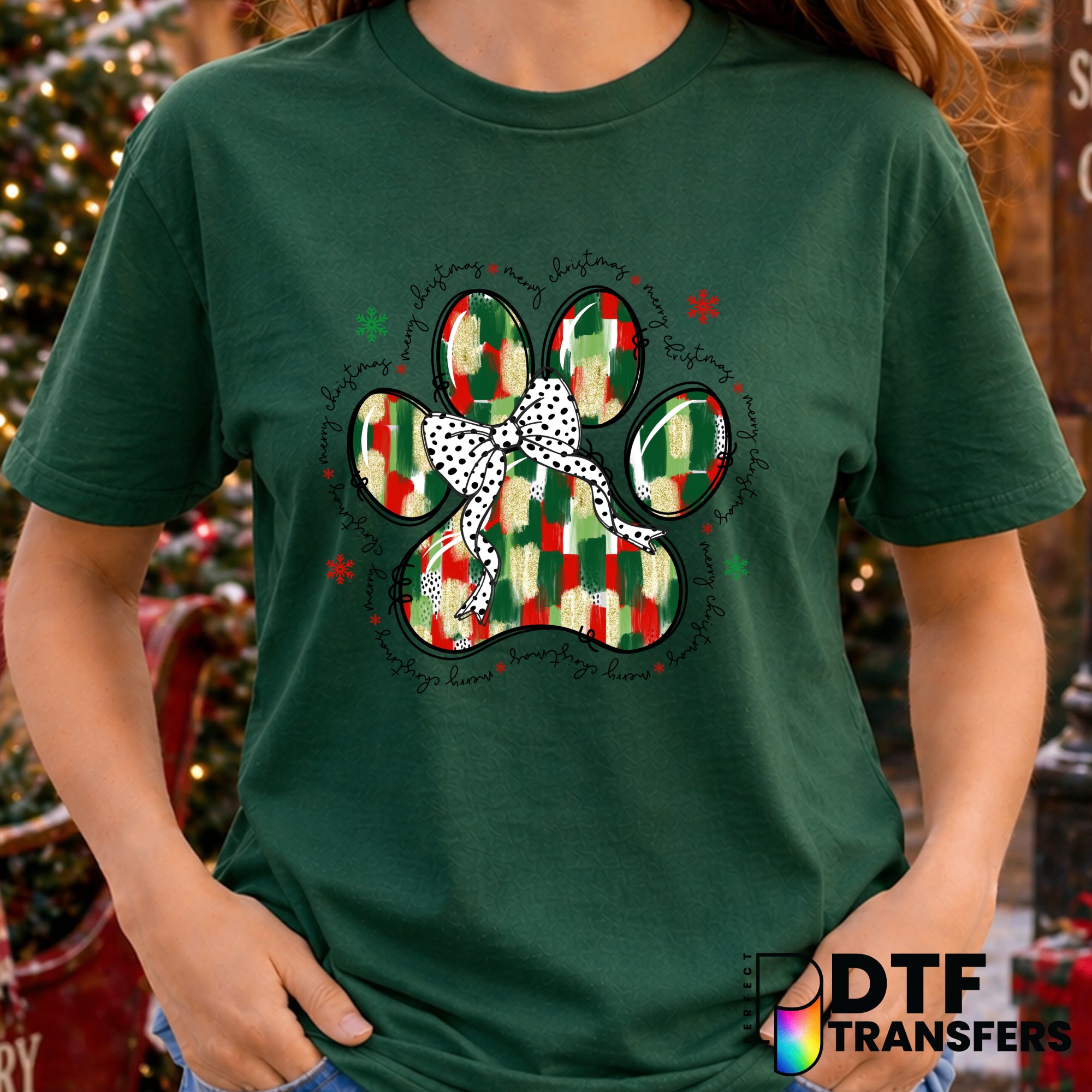 Dog Mom Christmas Paw Print – DTF Transfer
