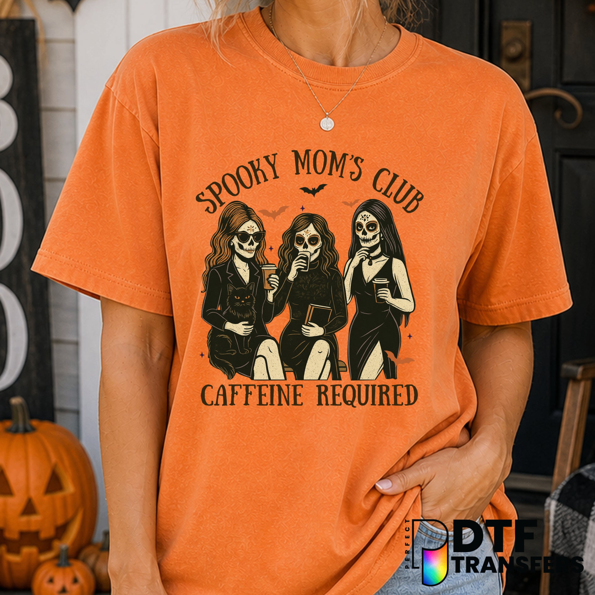 Spooky Mom's Club Caffine Required – Halloween DTF Transfer