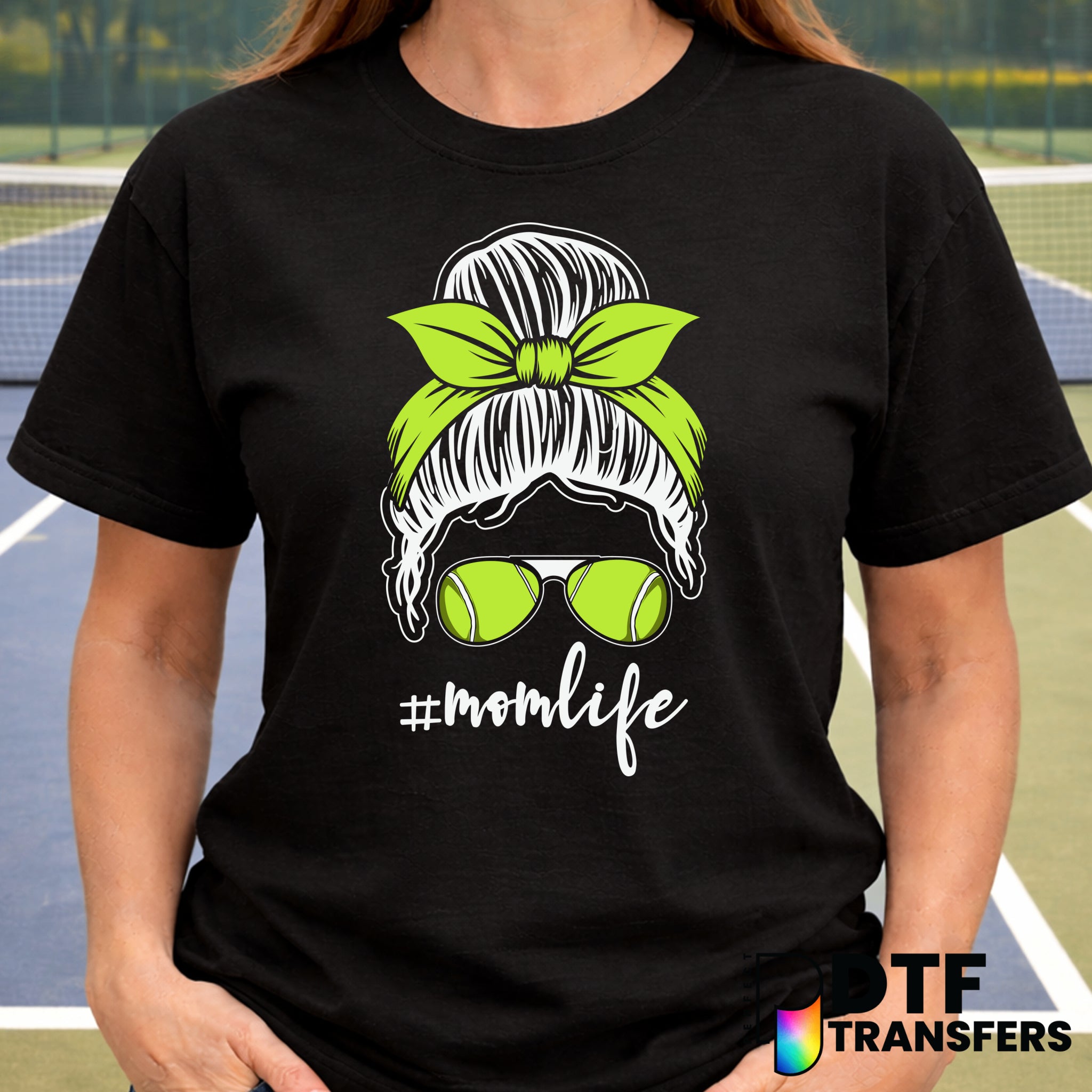 Tennis Mom Life Messy Bun – Tennis DTF Transfer
