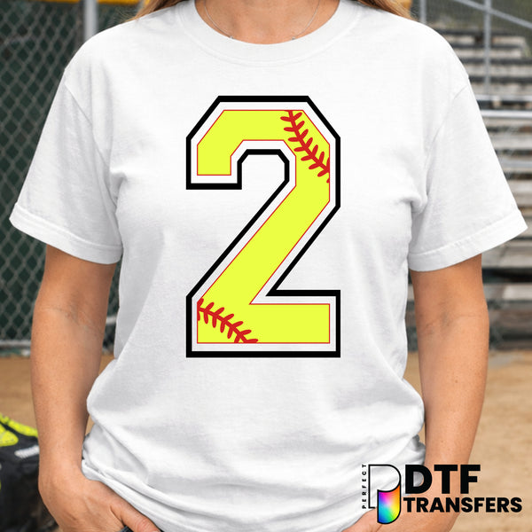 Softball Number 2 – Softball DTF Transfer