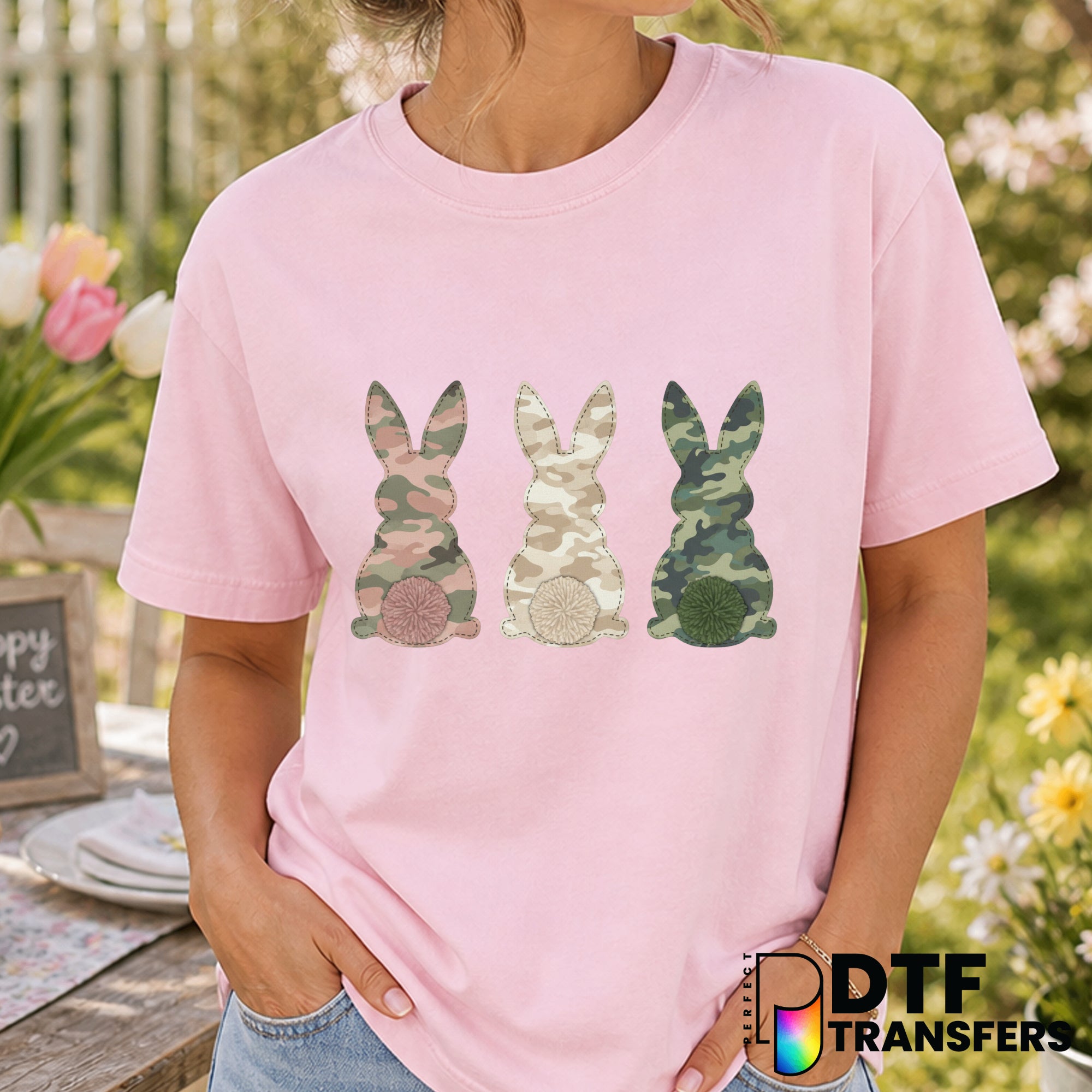 Camouflage Easter Bunny – Easter DTF Transfer