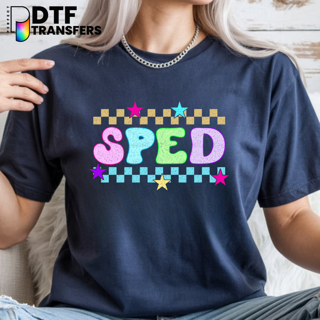 Retro Groovy SPED Checkered – Special Education DTF Transfer