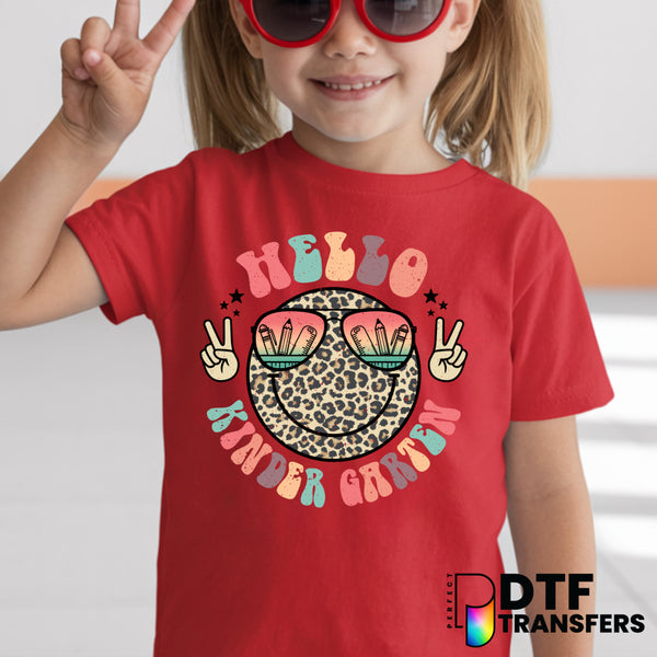 Hello Kinder Garten Leopard Apple School Bus – Kindergarten Teacher DTF Transfer