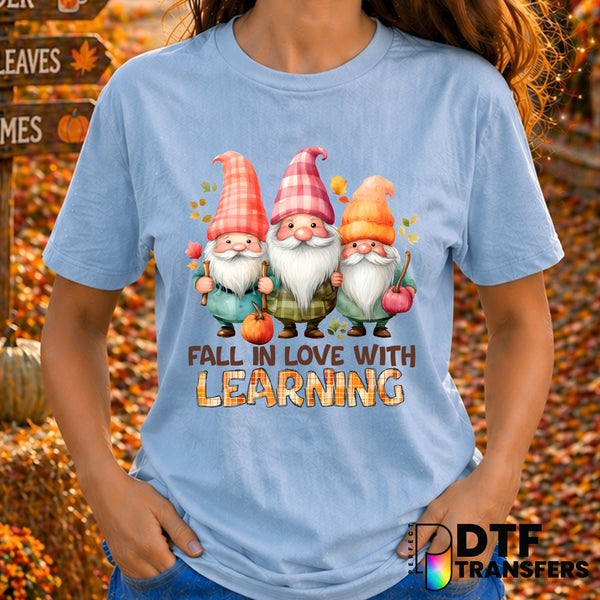 Fall In Love with Learning Thanksgiving Gnomes Plaid Teacher – Thanksgiving DTF Transfer