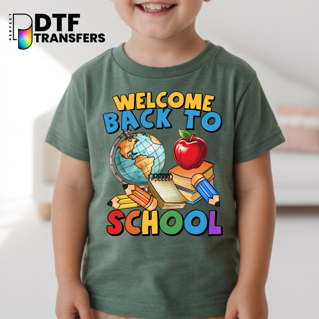 Welcome Back to School – Globe Pencils Apple Teacher DTF Transfer