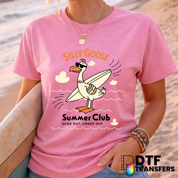 Silly Goose Summer Club Surfing – Surfing DTF Transfer