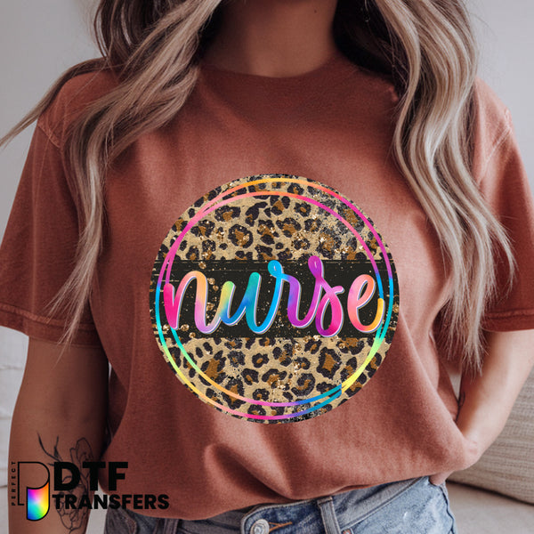 School Nurse Leopard Rainbow Heart – School Nurse DTF Transfer