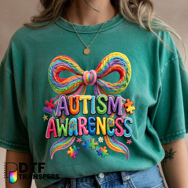 Rainbow Autism Awareness Bow – Special Education DTF Transfer