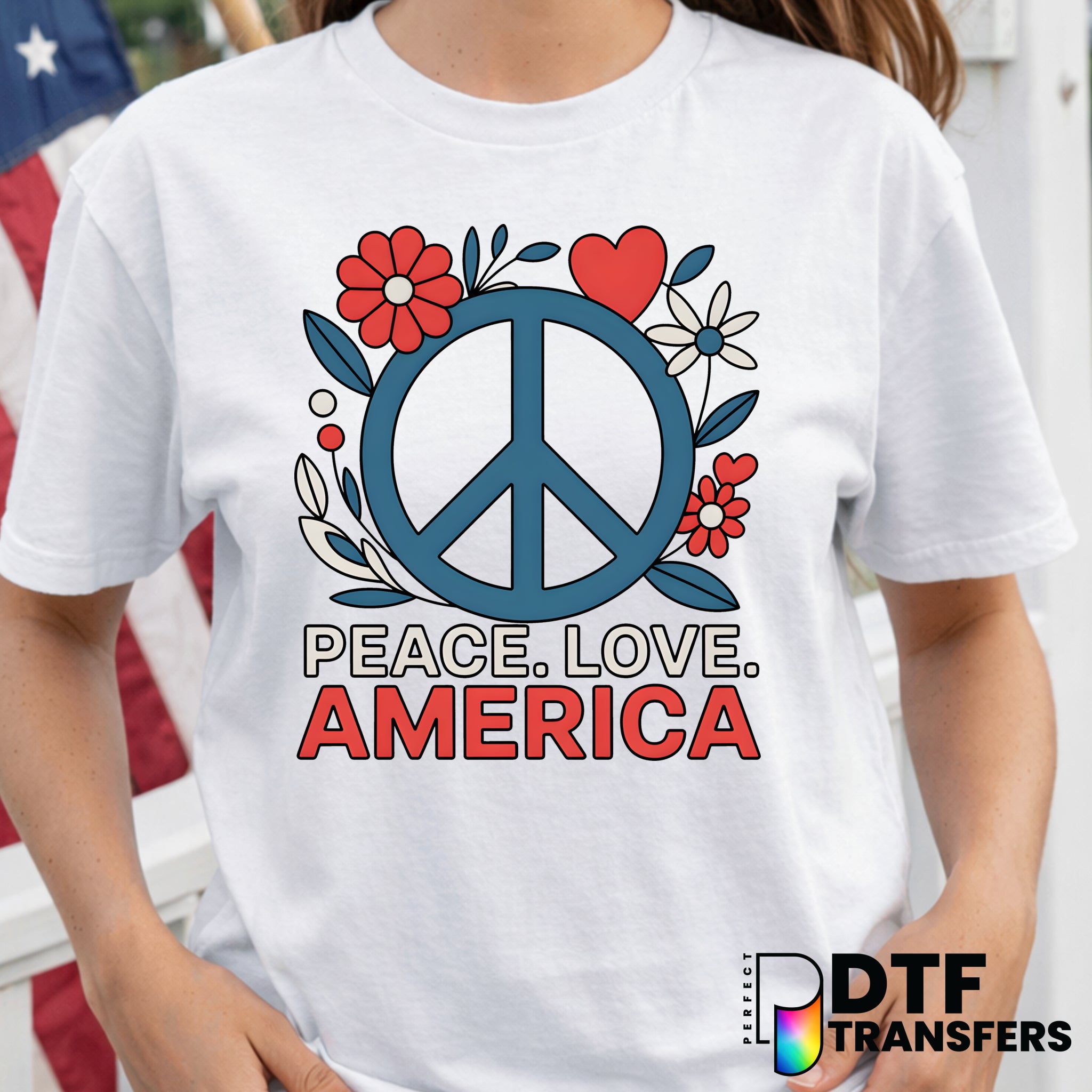 Peace Love America – Fourth of July DTF Transfer