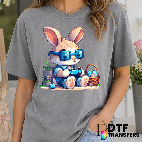 Cute Gaming Bunny Easter Gamer – Easter DTF Transfer