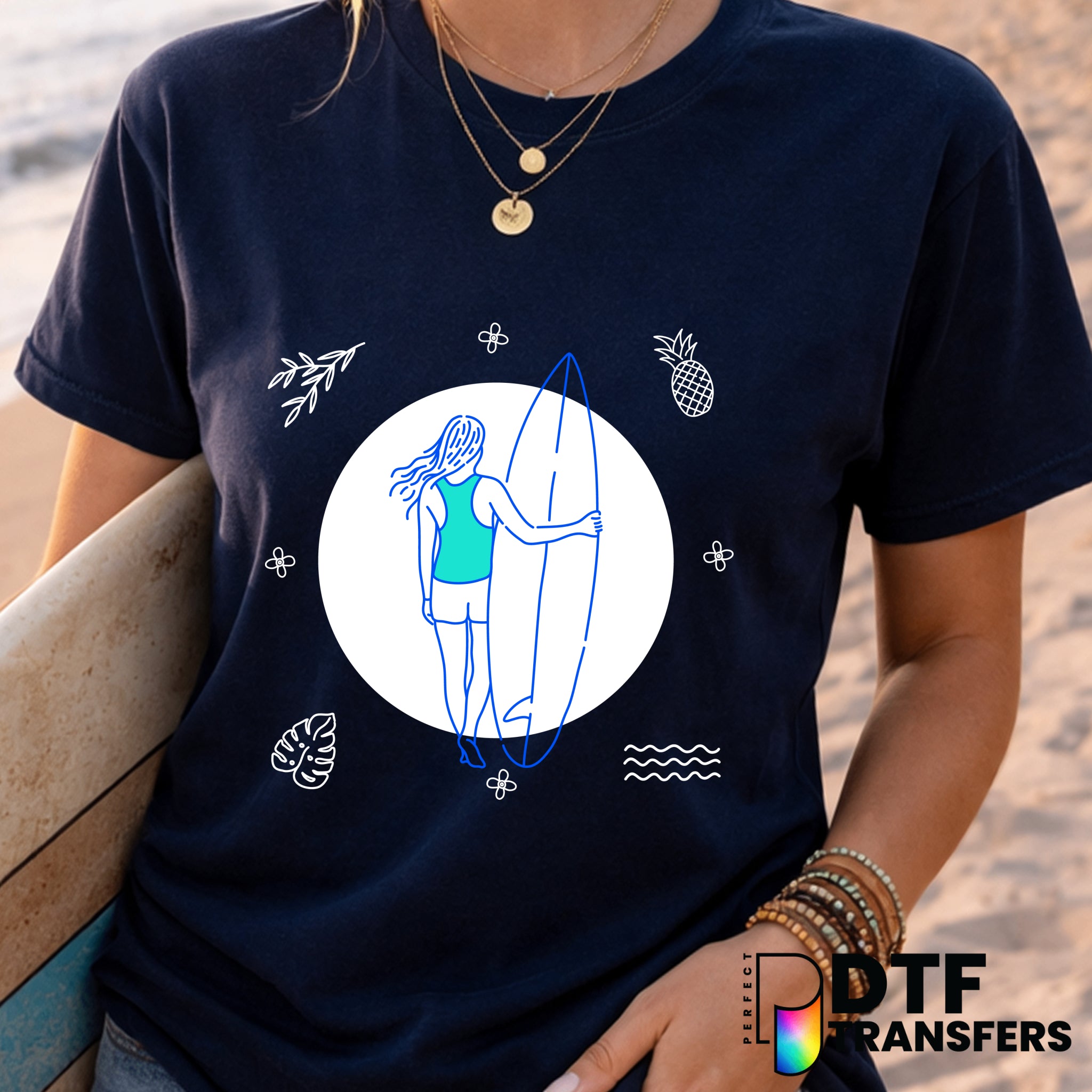 Summer Vibes – Surfing DTF Transfer
