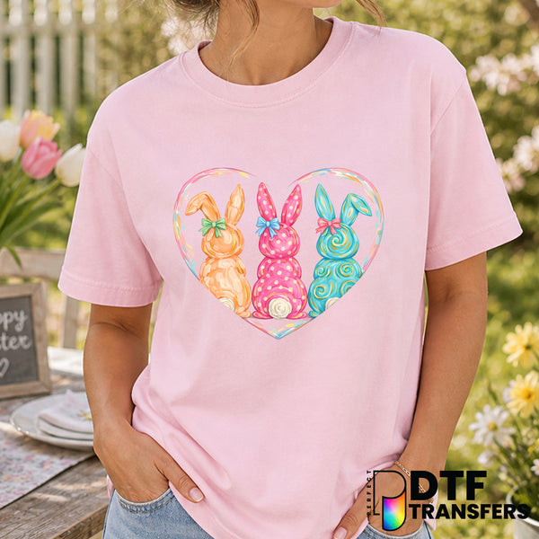 Easter Heart Bunny Coquette Bow – Easter DTF Transfer
