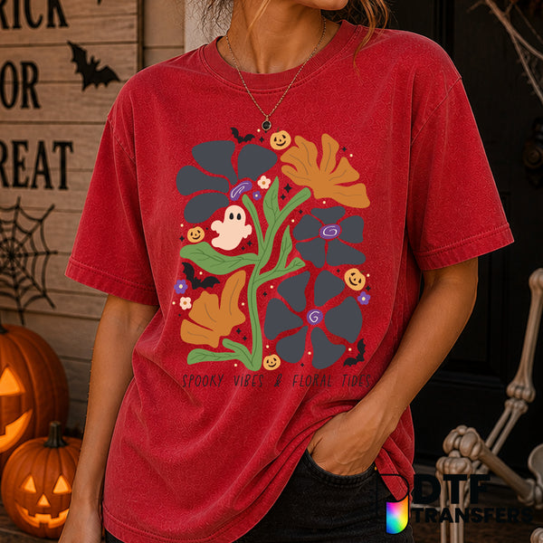Spooky Vibes & Floral Tides – Halloween DTF Transfer